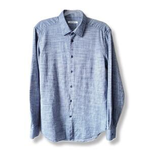 Men Naracamicie Italian Designer Woven Shirt L Casual Coastal Neutral Natural